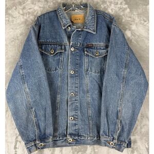 PACE Mens Denim Jacket Blue Stone Washed Cotton‎ Heavy Duty Size M